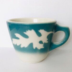 Vintage Oakleigh Airbrushed Stenciled Leaf Mug Syracuse Restaurant Ware USA Blue